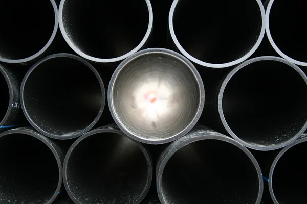 Gray Pvc Pipes Stacked Construction Site — Stock Photo, Image