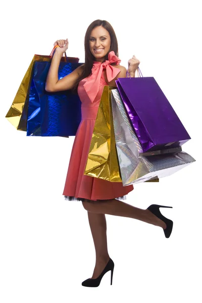 購入の袋を持つかなり若い女性 — ストック写真