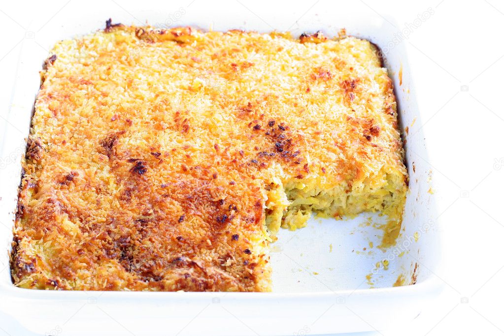 Shot of squash and cheese casserole