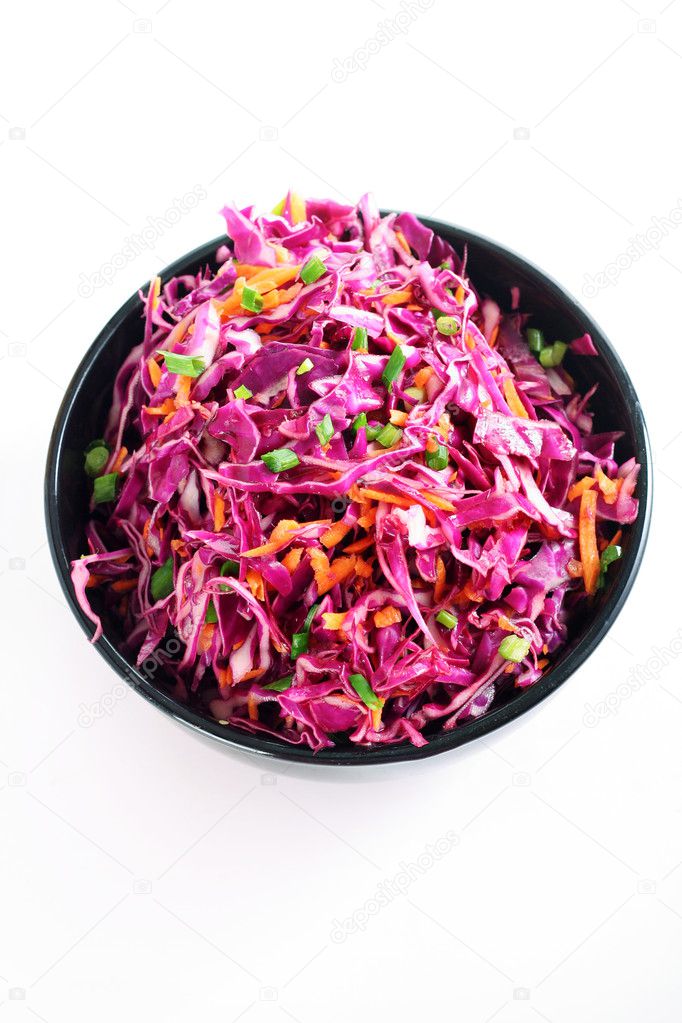 Raw red cabbage salad