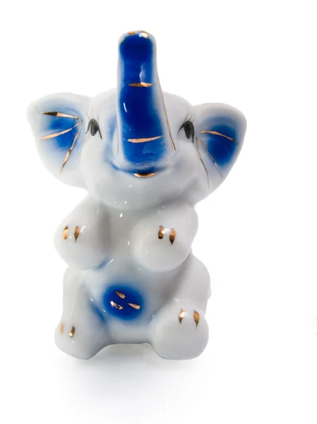 Éléphant Joyeux Porcelaine Avec Tronc Relevé Studio Photos De Stock Libres De Droits