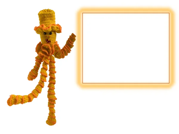 Knitted Doll Orange Hat Form — Stock Photo, Image