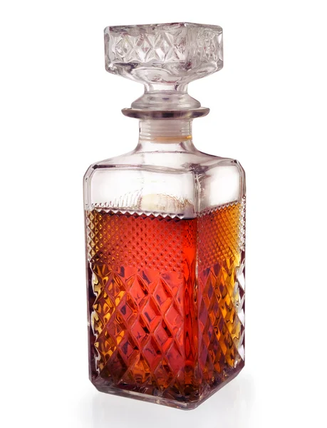 stock image Isolated corrugated square crystal bottle - lit soft