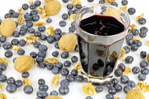 Walnuts about Blueberries — Stock Photo, Image