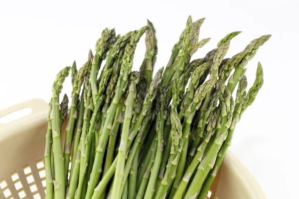 Delicious Asparagus Spear Vegetables Drain Colander Recipe — Stock Photo, Image