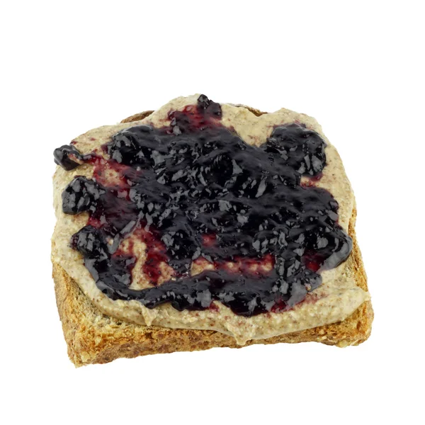 Blueberry Almond Butter Toast — Stock Photo, Image