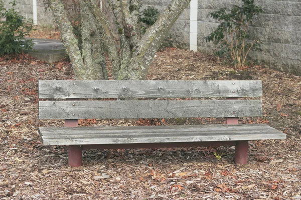 风化的公园的长椅上 — 图库照片