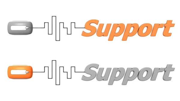Word Support Connected to a Mouse - Orange and Grey — Stock Photo, Image
