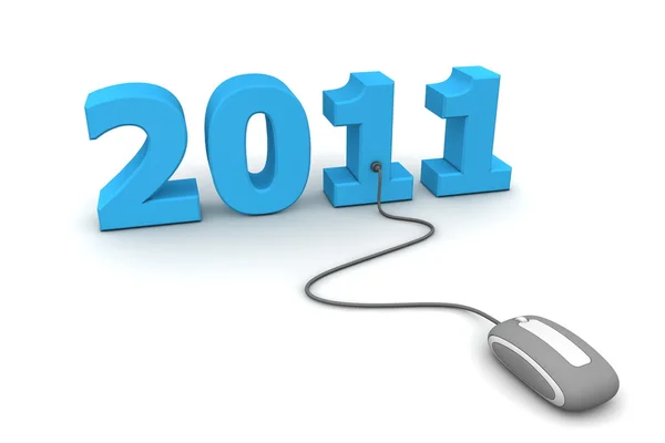 Browse the Blue New Year 2011 - Grey Mouse — Stock Photo, Image