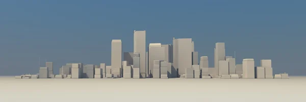 Wide Cityscape Model 3D - Slightly Foggy with Shadow — Stock Photo, Image
