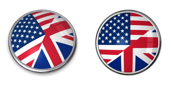 Botão de bandeira Estados Unidos, Reino Unido — Fotografia de Stock