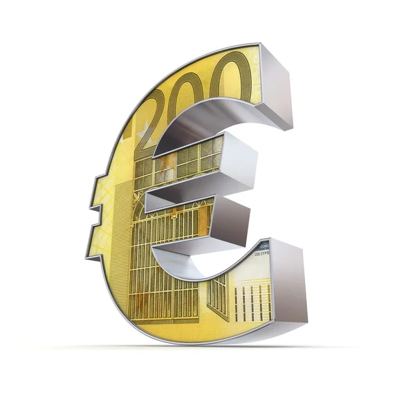 Fényes euró szimbólum - 200 euro Megjegyzés — Stock Fotó