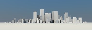 Wide Cityscape Model 3D - with Shadow clipart