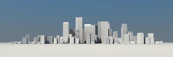 Wide Cityscape Model 3D - with Shadow