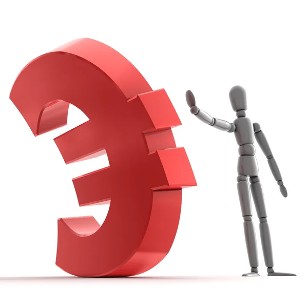 Parlak kırmızı euro işaretini durdurma — Stok fotoğraf