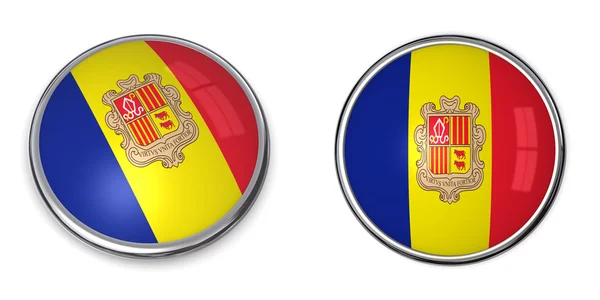 Botão de bandeira Andorra — Fotografia de Stock