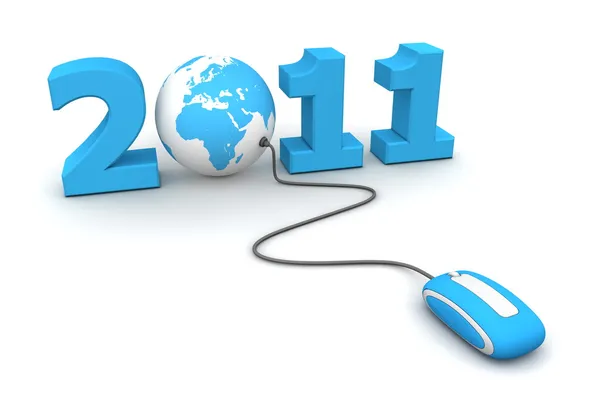 Sfoglia il nuovo anno blu 2011 - Blue Mouse and Globe — Foto Stock