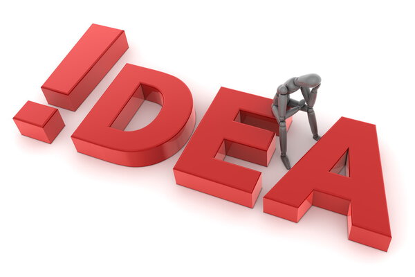 Внимание - Сидя на идее - Красный и блестящий
