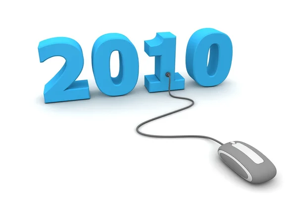 Mavi yeni yıl 2010 - gri fare göz atın — Stok fotoğraf
