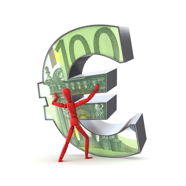Att hålla upp euro - 100 euro anteckningen — Stockfoto