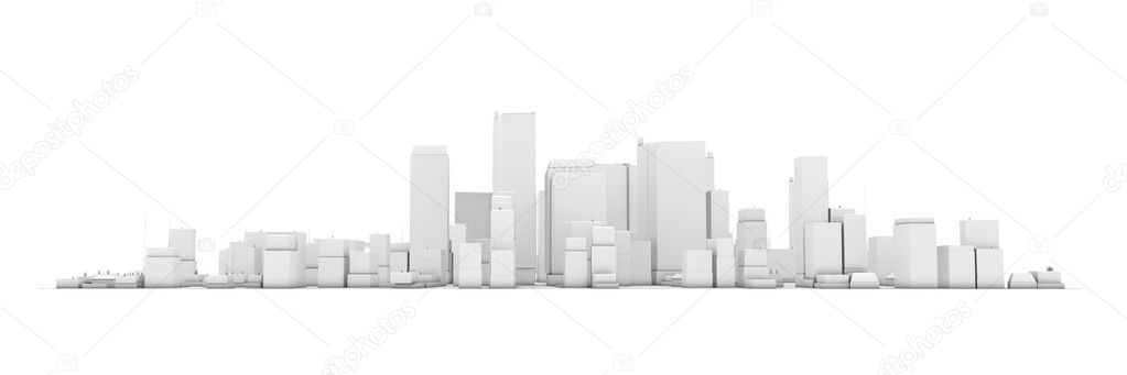 Wide Cityscape Model 3d White City White Background Stock Photo Image By C Pixbox