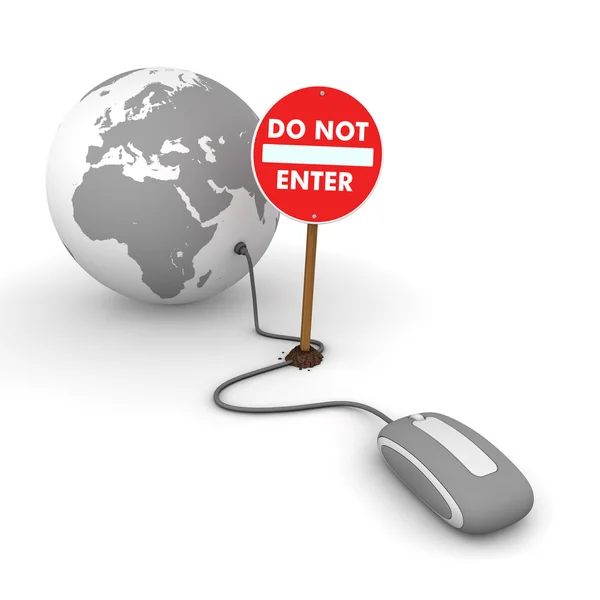 Surfing the Web in Grey - Blocked by a Do Not Enter Sign — Stock Photo, Image
