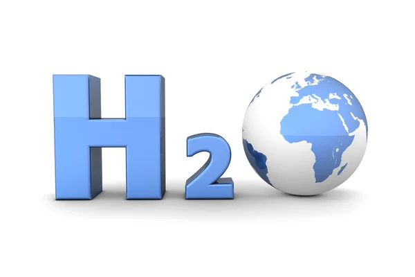 全球氢氧化 h2o-亮蓝色 — 图库照片