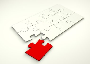 White Puzzle - Red Piece Separate clipart