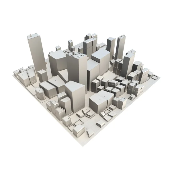 城市景观模型 3d-没有影子 — 图库照片