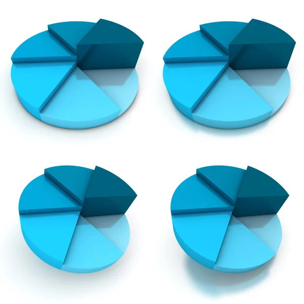 Wykres kołowy - cztery niebieskie odsłon — Zdjęcie stockowe