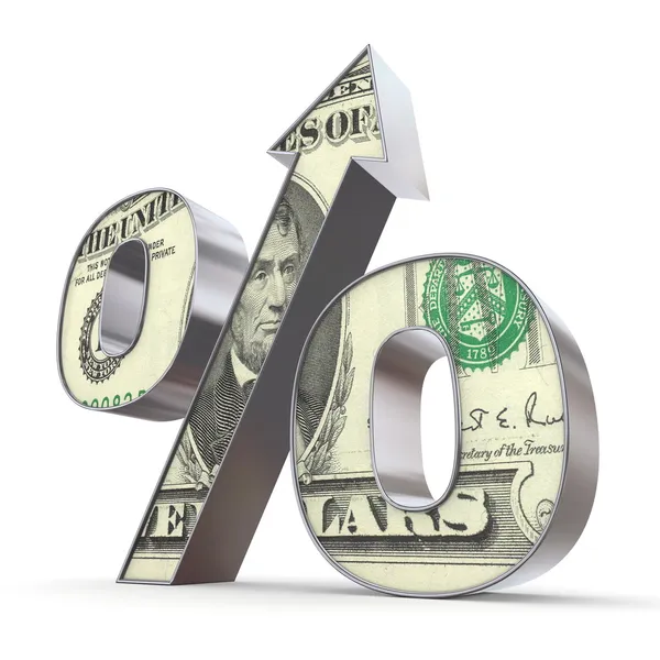Shiny Percentage Up - Dollar Textured Front — Stock Photo, Image