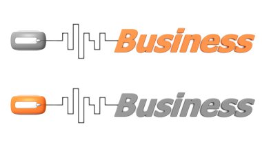 Word Business Connected to a Mouse - Orange and Grey clipart