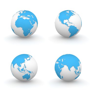 3D Globes in Blue clipart