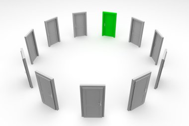 Door Circle - Closed Green Door clipart