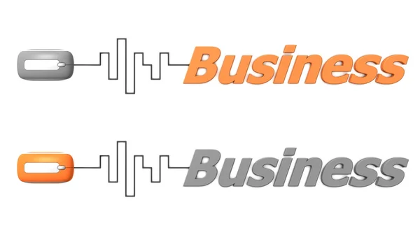 Word Business Connected to a Mouse - Orange and Grey — Stock Photo, Image