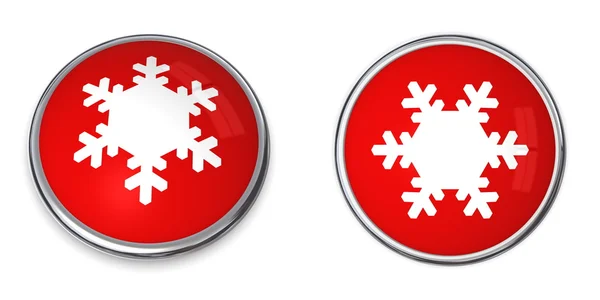 Red Snowflake Button — Stock Photo, Image