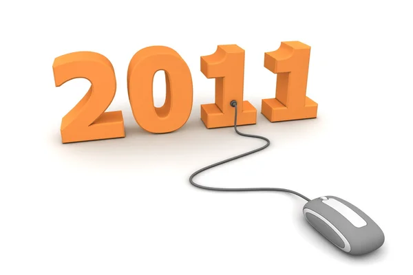 Перегляд помаранчевий новий рік 2011 - сірою мишею — стокове фото
