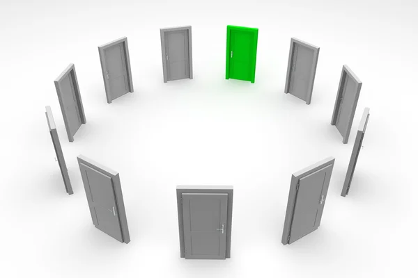 Deur cirkel - gesloten groene deur — Stockfoto