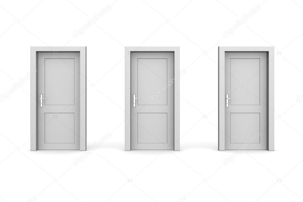 Three Grey Closed Doors