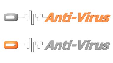 Word Anti-virüs için bir fare - turuncu ve gri bağlı