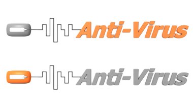 Word Anti-Virus Connected to a Mouse - Orange and Grey clipart