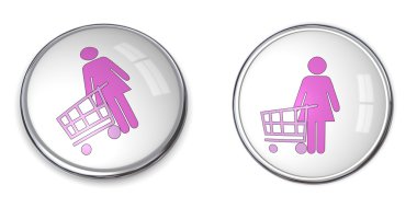 3D Button Woman Shopping clipart