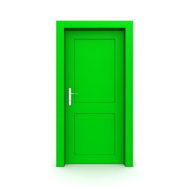 Closed Single Green Door clipart