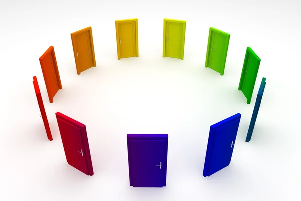 Colourful Door Circle 1 - Closed Doors — Stock Photo, Image