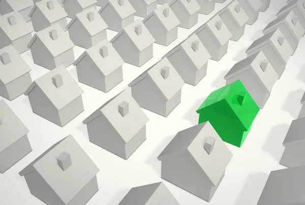 Beeing verschillende - één groen huis — Stockfoto
