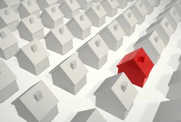 Játszódó különböző - egyetlen vörös ház — Stock Fotó