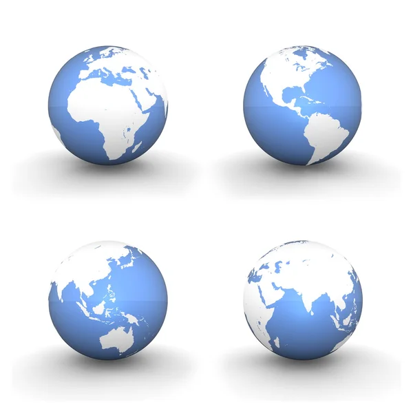 3D Globes in White and Shiny Blue — Stock Photo, Image