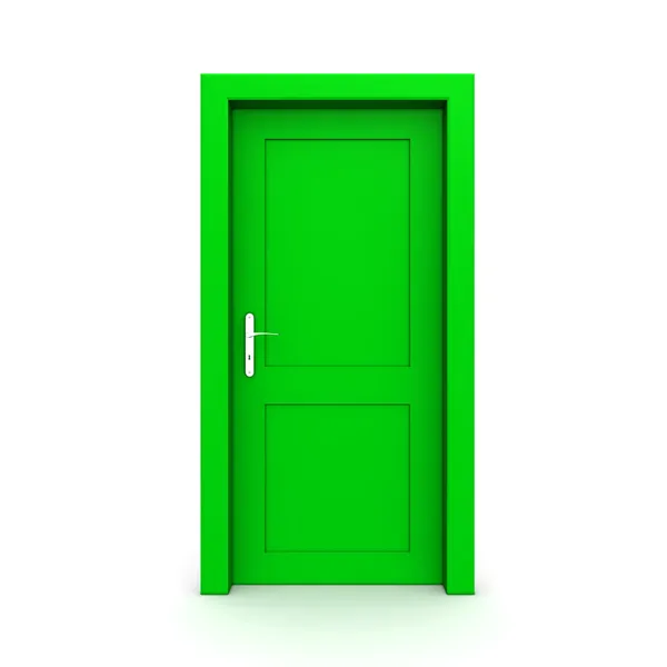 Zamknięte drzwi pojedyncze zielony — Zdjęcie stockowe