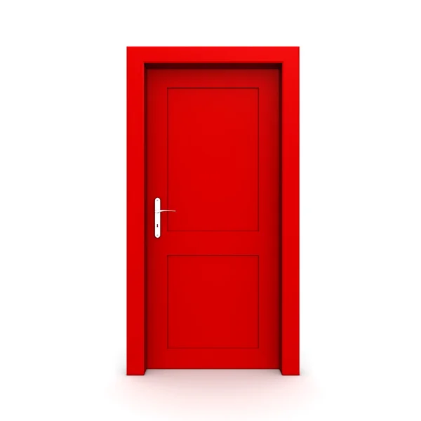 Zamknięte drzwi pojedyncze czerwone — Zdjęcie stockowe