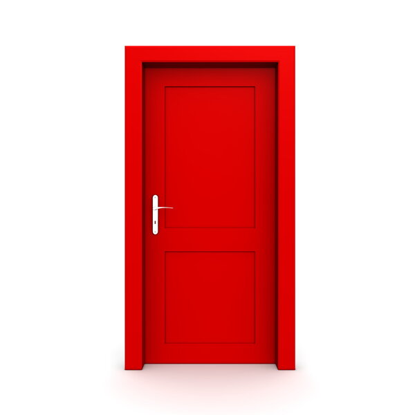 Closed Single Red Door